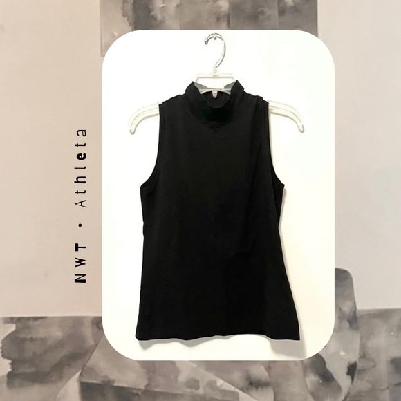 🍭 3/$30 Athleta black sleeveless minimal chic mock turtleneck - Picture 2 of 15